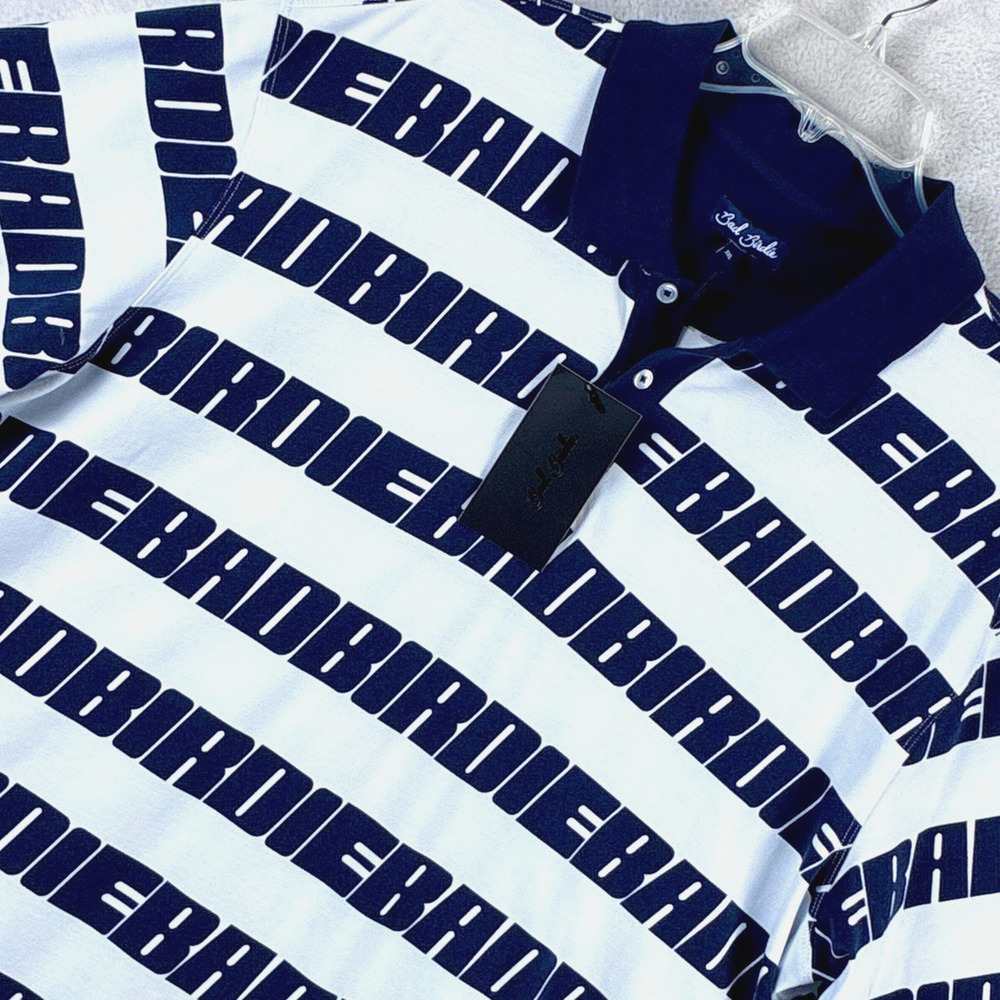 Bad Birdie Polo Shirt Mens XXL White Blue Presidential Golf Preppy Summer